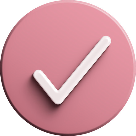 Pink round 3D check icon